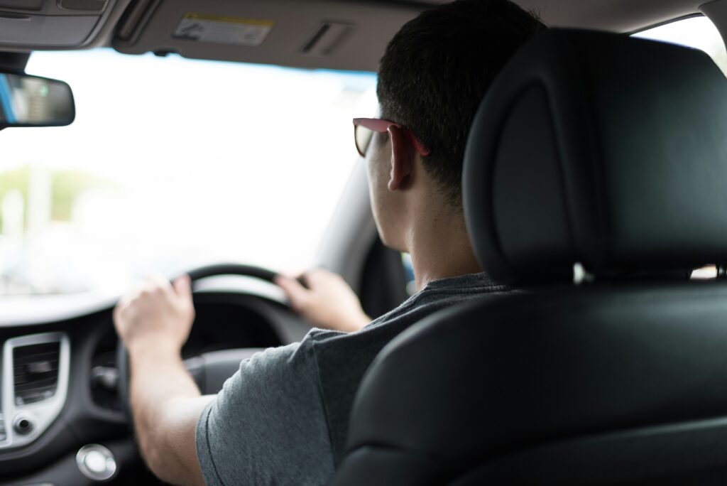 Man driving a car